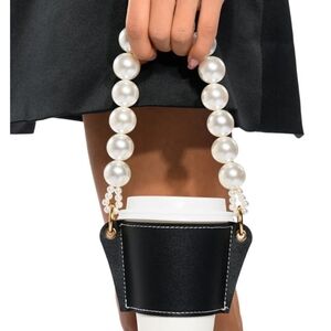 Elegant Black Pearl Handle Women's Cup Holder!